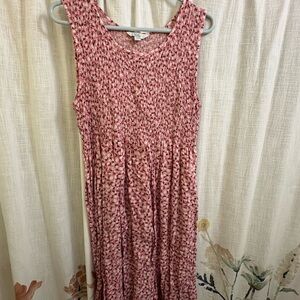 Croft & Barrow Sleeveless Pink Patterned Midi Dress